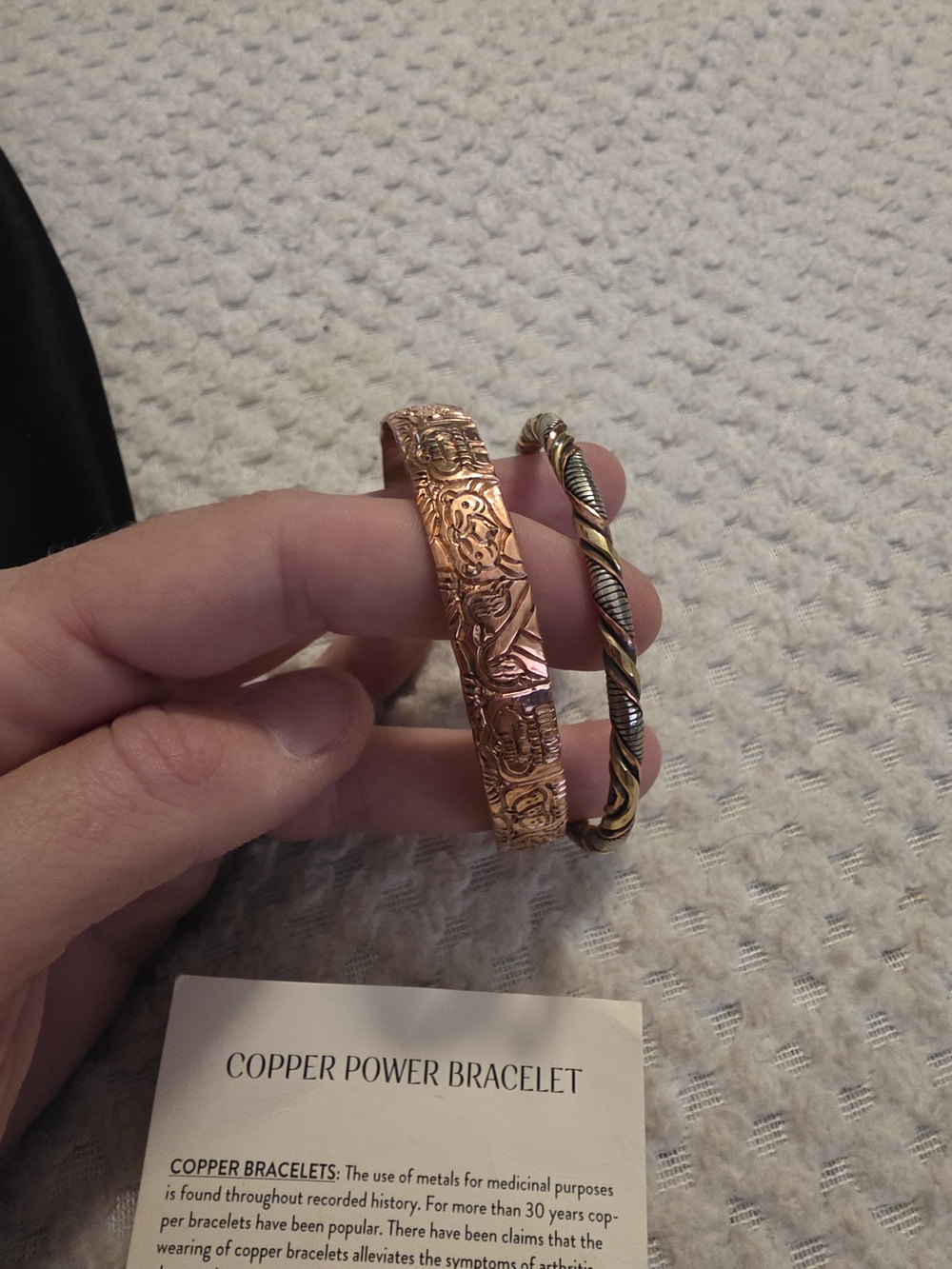Copper Power Bracelet - Decorative Copper and Two-Tone Twisted Bangle
